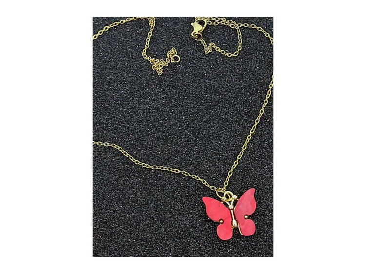 گردنبند پروانه با زنجیر استیل